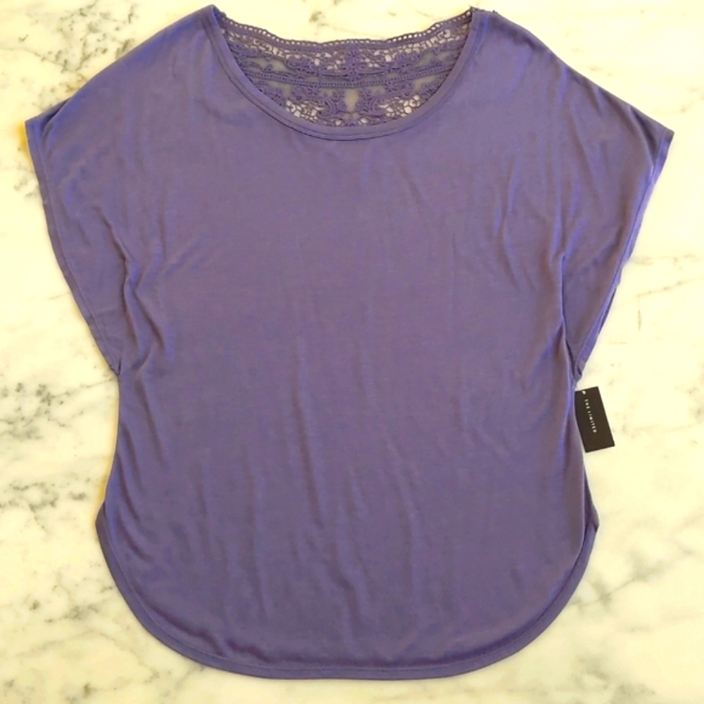 NWT. The Limited Dropped Shoulder Loose Fit Short Sleeve Blouse with back lace.
